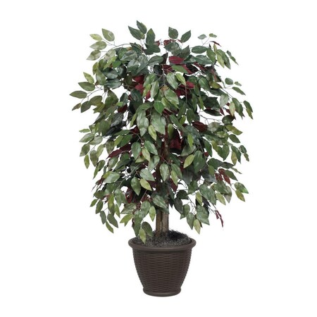 Dare2Decor 4 ft. Artificial Capensia Bush in Brown Plastic Container - Green & Red DA3254991